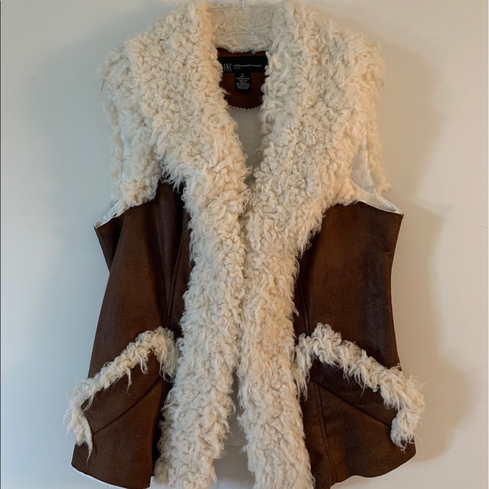 INC International Concepts Faux Suede/Fur Vest
